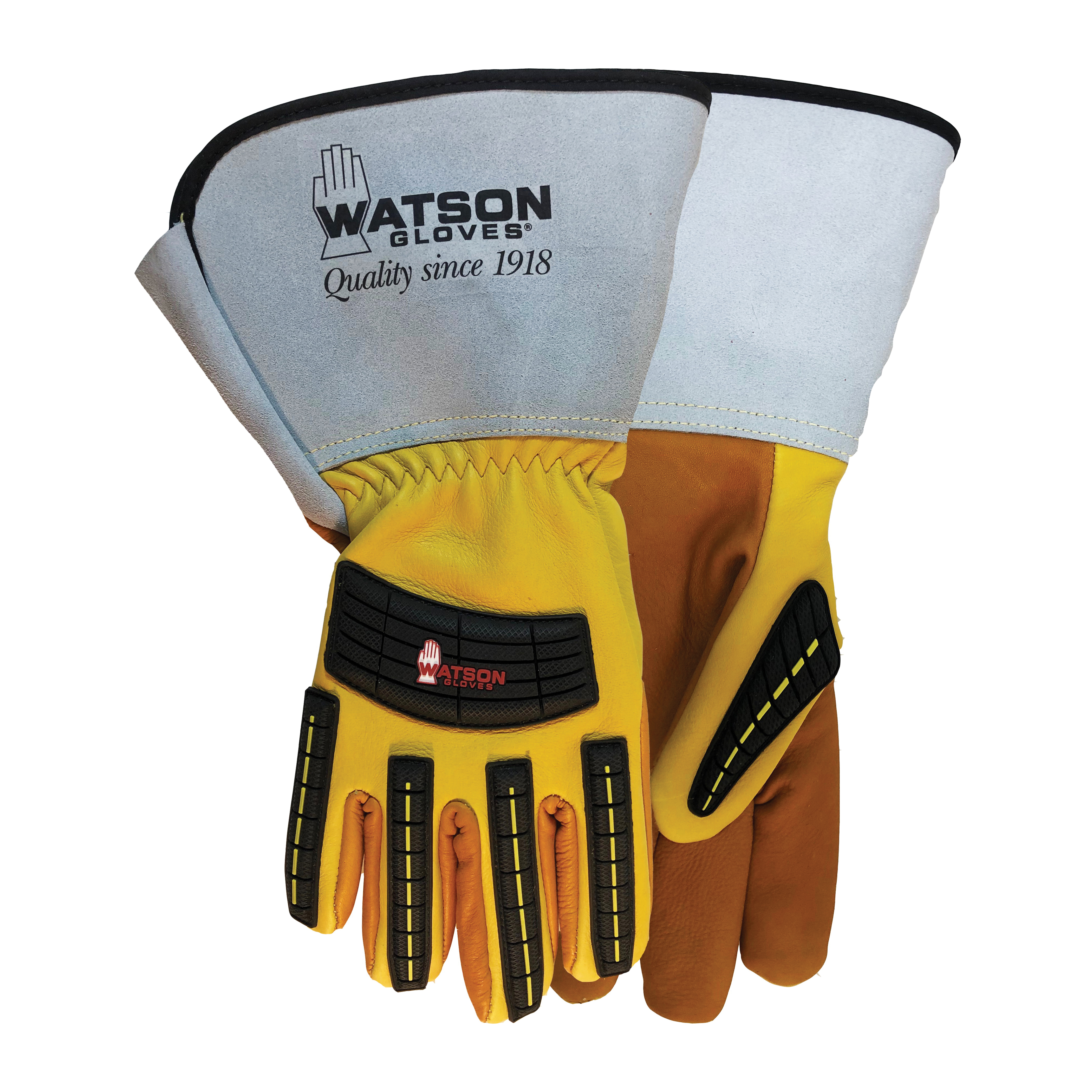 Watson 95782G-L Storm Trooper General Purpose Gloves, Leather Palm, L, Cowhide Leather Palm, Full Grain Deerskin Leather/Rubber, Tan, Gauntlet Cuff, Resists: Water, Thinsulate™ C100/Wool Lining, Wing Thumb