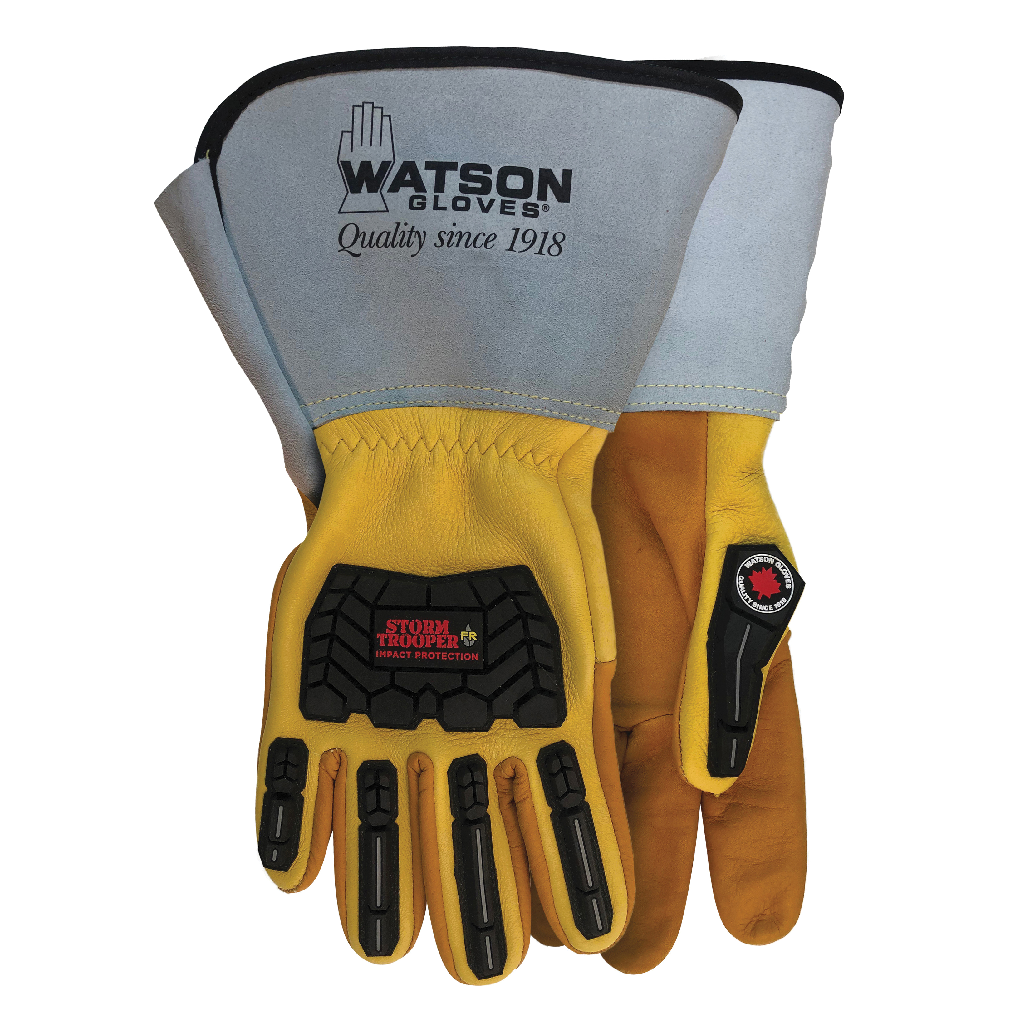 Storm Trooper 95782G-X Storm Trooper High-Performance Impact-Resistant Gloves, XL, Cowhide/Full Grain Deerskin with TPR/Rubber, Gauntlet/Shirred Elastic Wrist Cuff