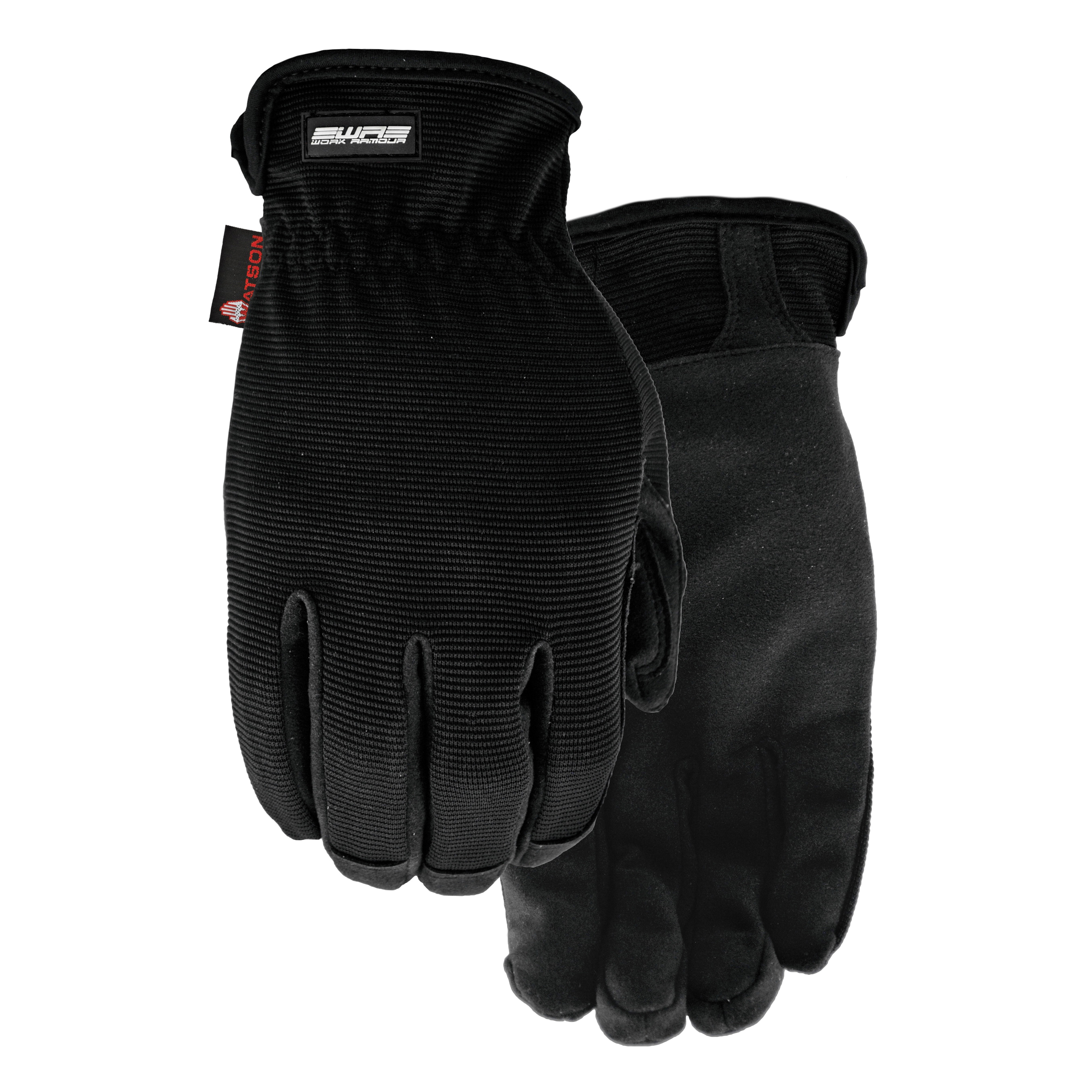 Watson 004-L Wingman General Purpose Gloves, Microfiber Palm, L, Microfiber Palm, Spandex®, Black, Slip-On Cuff, Wing Thumb