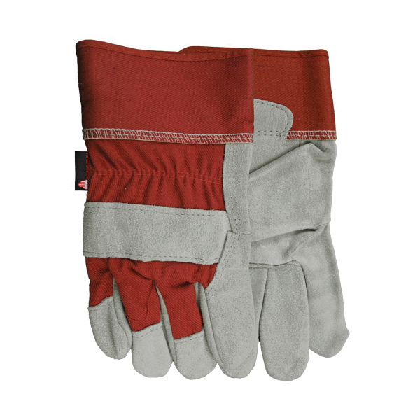 Watson 104-L Mean Mother General Purpose Gloves, Leather Palm, L, Cowhide Leather Palm, Cowhide Leather/Cotton, Red, Slip-On Cuff, Unlined Lining, Wing Thumb
