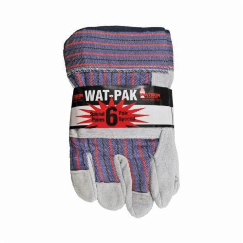 Watson Wat Pak 104X6 General Purpose Gloves, Work, Universal, Split Grain Cowhide Leather Palm, Cotton, Slip-On Cuff, Split Cowhide Leather Coating, Hooded Finger