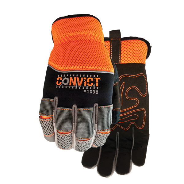 Watson 1098-L 1098 Jail Break General Purpose Gloves, High Performance, Nylon Flex Joints Style, L, Microfiber Palm, Spandex®, Hi-Viz Orange, Elastic/Shirred Cuff, Resists: Abrasion, Blade Cut, Tear and Puncture