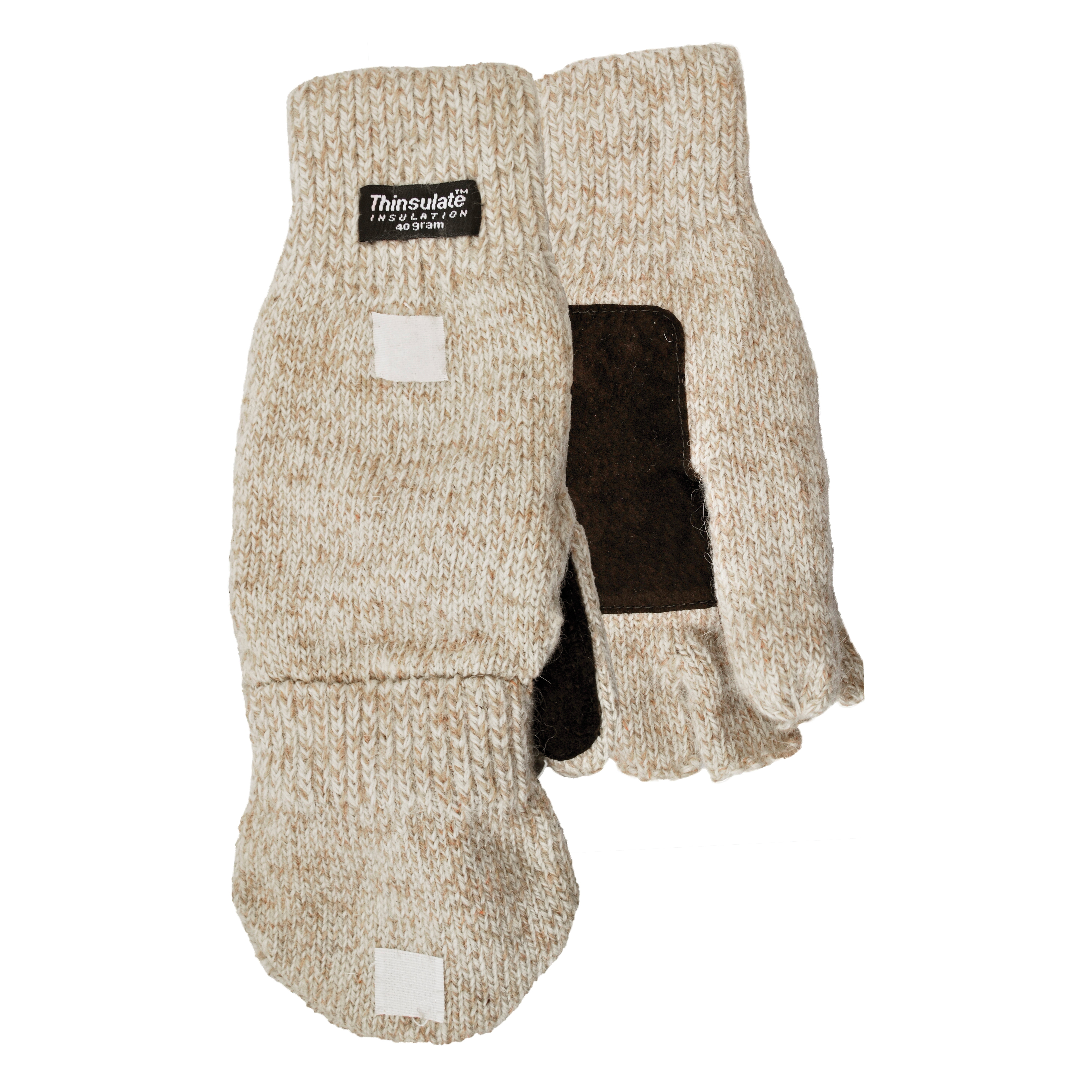 Watson 1935 Wooly Mammoth Flip Top General Purpose Gloves, Leather Palm, Fingerless Mitt/Flip-Flop Style, L, Leather Palm, Wool Knit, Knit Wrist Cuff, C40 Thinsulate™ Lining