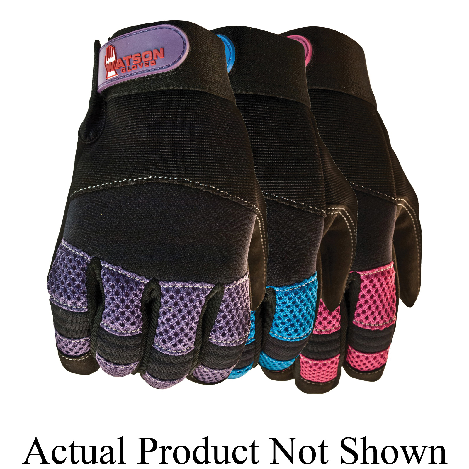 Watson 198-S Fresh Air General Purpose Gloves, Microfiber Palm, S, Microfiber Palm, Spandex®, Blue/Fuschia/Purple