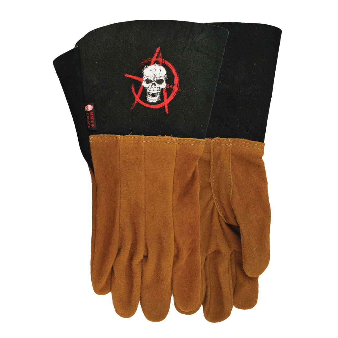 Watson Anarchy Welding™ 263AW-7 What the Buck Welding Gloves 263AW, SZ 7, Split Deerskin Leather, Brown, Unlined Lining, Gauntlet Cuff