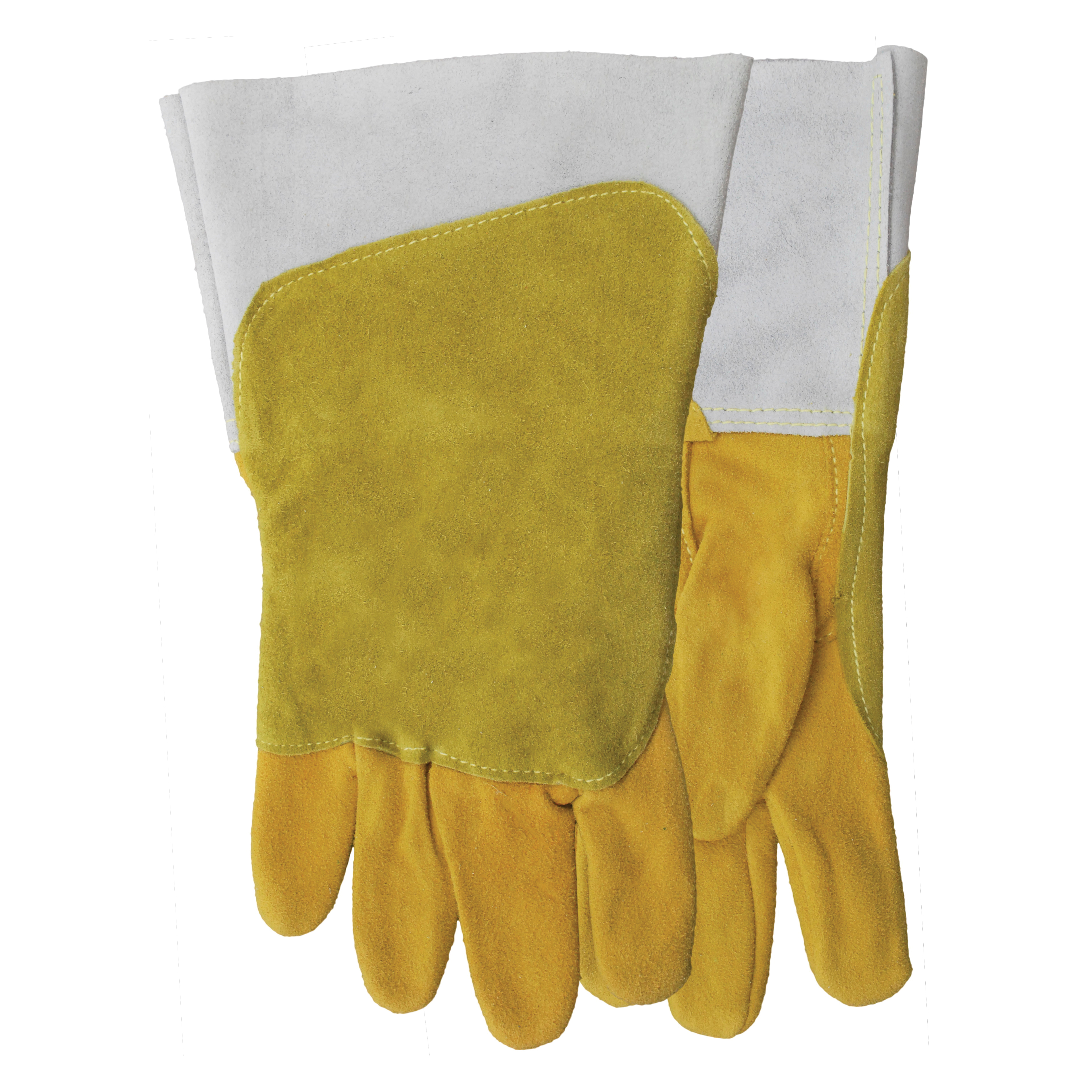 Watson 2753-L Backhander Welding Gloves, L, Split Grain Deerskin Leather, Unlined, Gauntlet Cuff