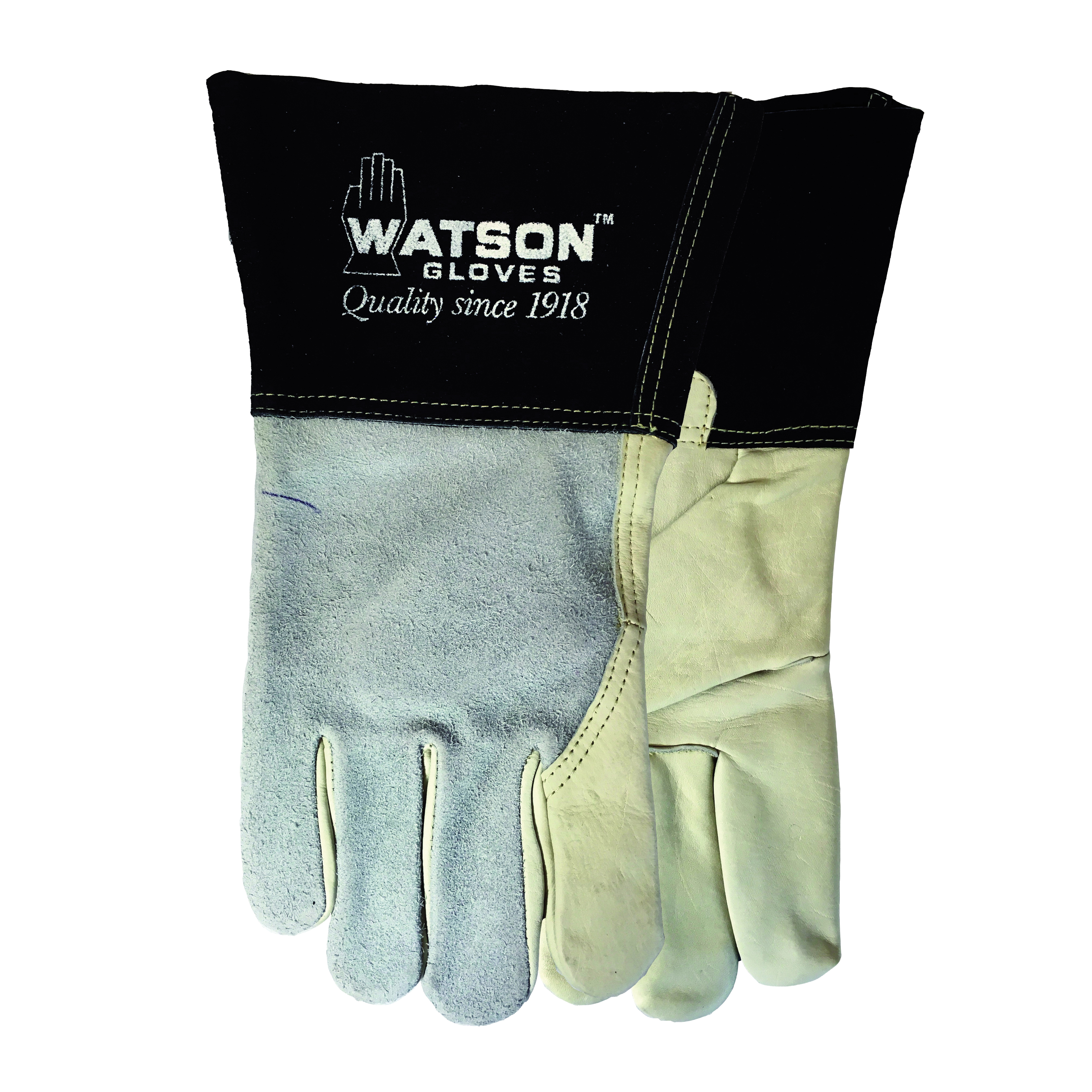 Watson 2757-L Fabulous Fabricator Welding Gloves, L, Split Cowhide Leather, Cotton Fleece Lining, Gauntlet Cuff