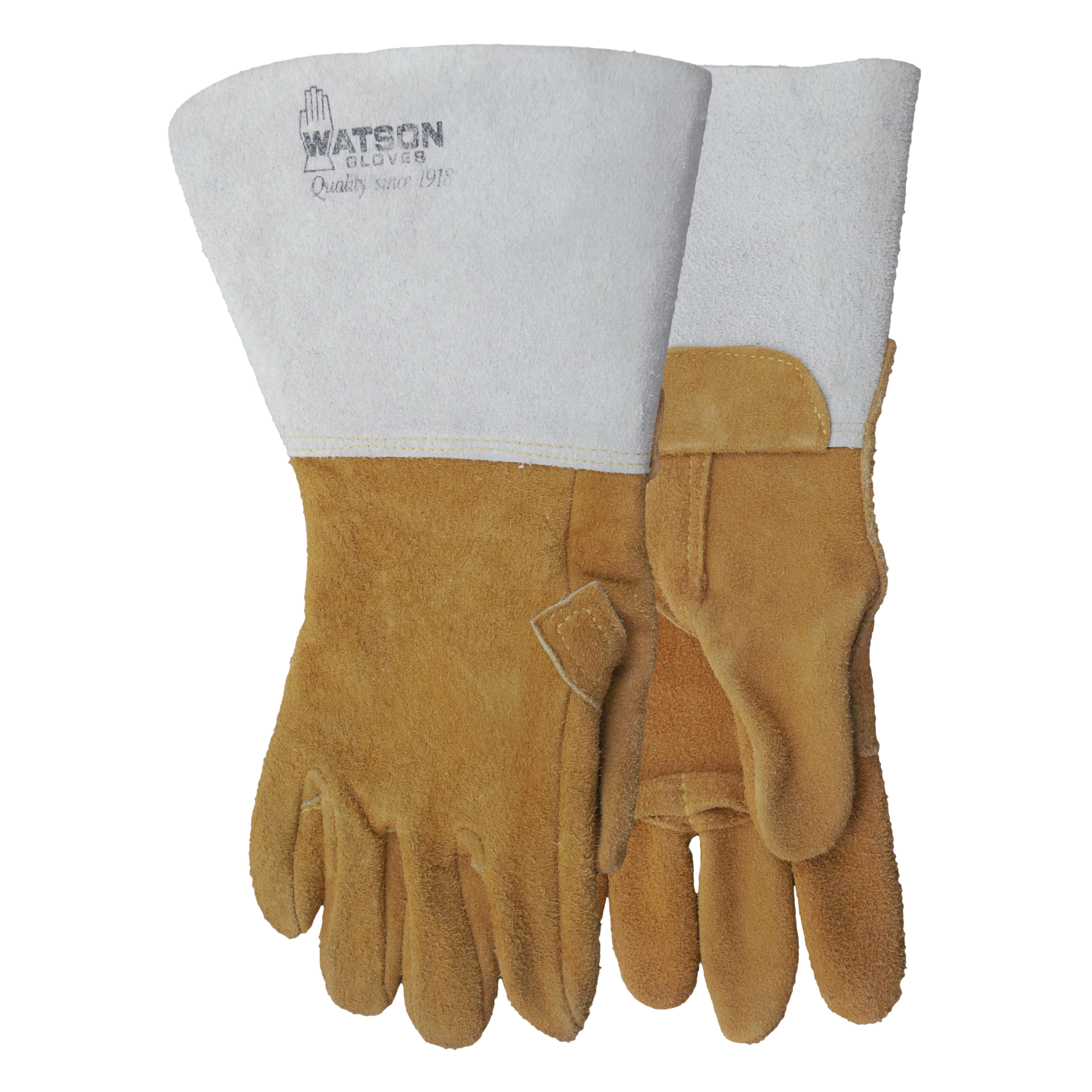 Watson 285-09 Buck-Tex Welding Gloves, SZ 9, Split Grain Elk Hide Leather, Unlined, Gauntlet Cuff