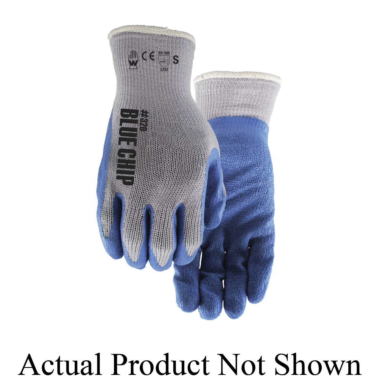 Watson 320-XL Blue Chip General Purpose Gloves, Coated, Seamless Style, XL, Natural Rubber Latex Palm, Cotton/Polyester, Blue, Knit Wrist Cuff, Resists: Abrasion, Blade Cut, Puncture and Tear
