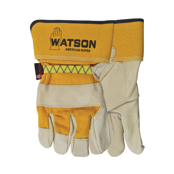Watson Classic 4020 American Roper General Purpose Gloves 4020, Leather Combo, Index Finger/Hooded Fingertips Style, S, Full Grain Cowhide Leather Palm, Cotton Drill/Premium Full Grain Cowhide Leather, Elastic/Rubberized Safety Cuff
