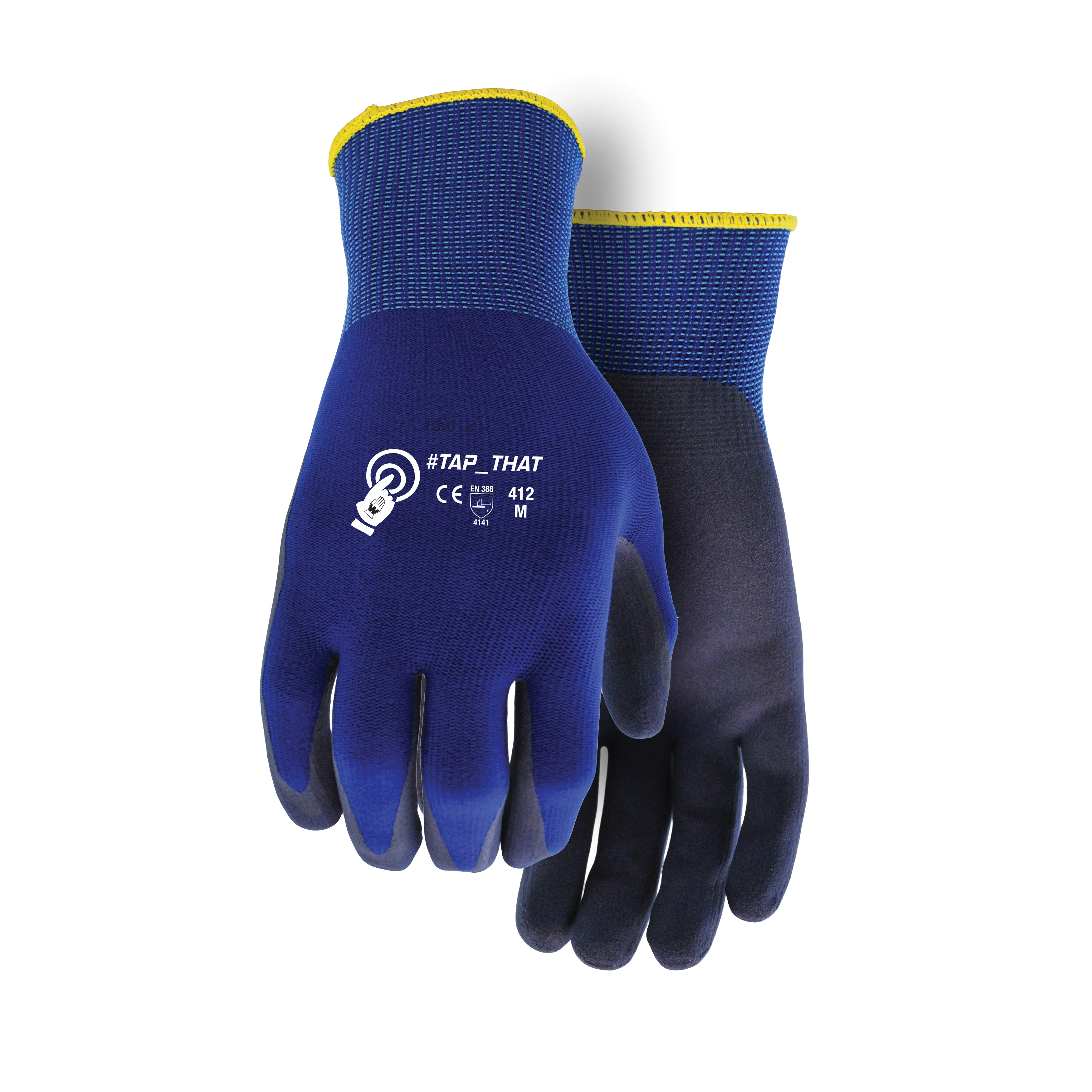 Watson 412-L Navigator General Purpose Gloves, Coated, Seamless/Wing Thumb Style, L, Foam Nitrile Palm, Nylon, Blue, Knit Wrist Cuff, Foam Nitrile Coating, Resists: Abrasion, Nylon/Lycra® Lining
