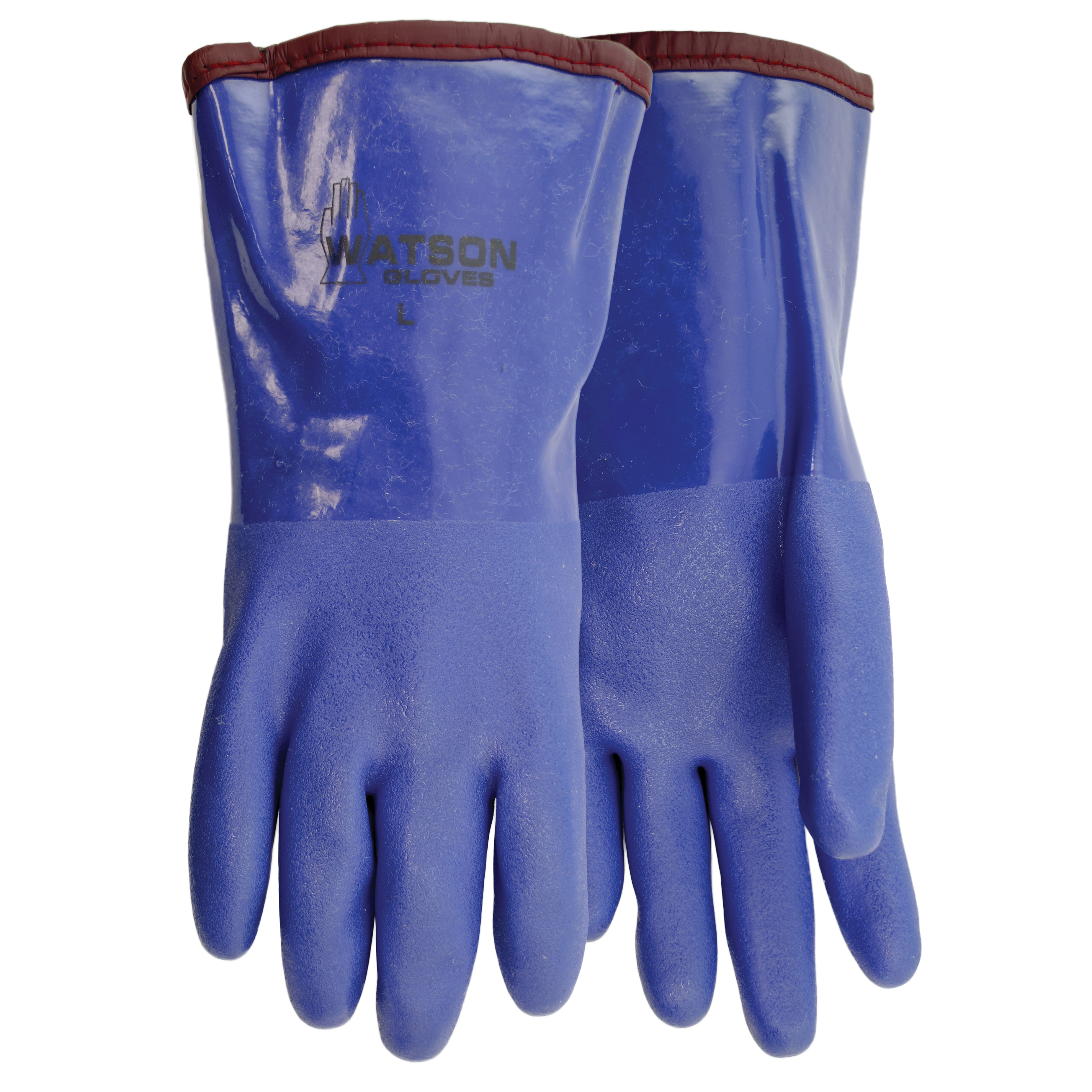 Watson 491-L Frost Free General Purpose Gloves, L, Double Dipped PVC Palm, Double Dipped PVC/Resin, Blue, Gauntlet Cuff, PVC Coating, Acrylic Fleece Lining, Textured