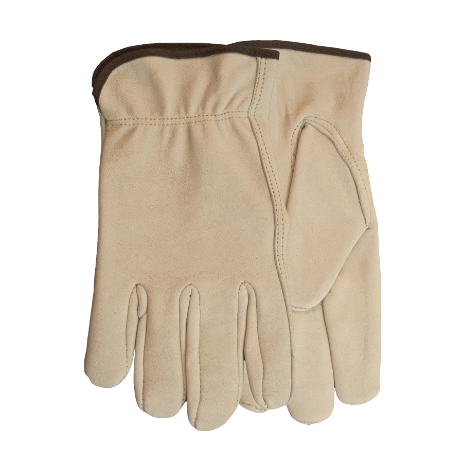 Watson 550-M Billy The Kid General Purpose Gloves, Drivers, M, Full Grain Goatskin Leather Palm, Economy Full Grain Goatskin Leather, White, Slip-On Cuff, Inset Thumb