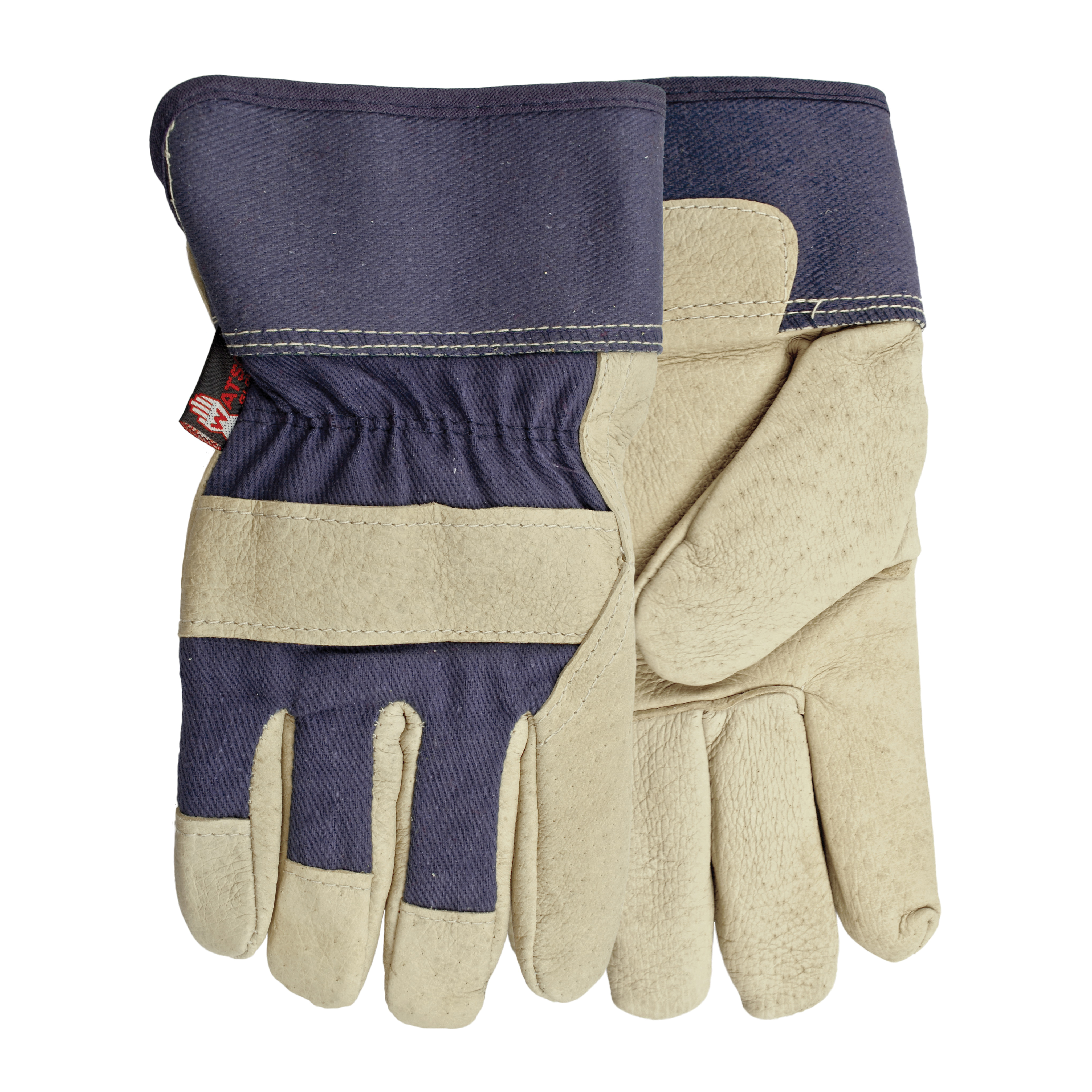 Watson 6266-OS Ms. Liberty Women's General Purpose Gloves 6266, Hooded Fingertips Style, Universal, Cotton/Premium Full Grain Pigskin Leather, Blue, Shirred Elastic/Safety Cuff
