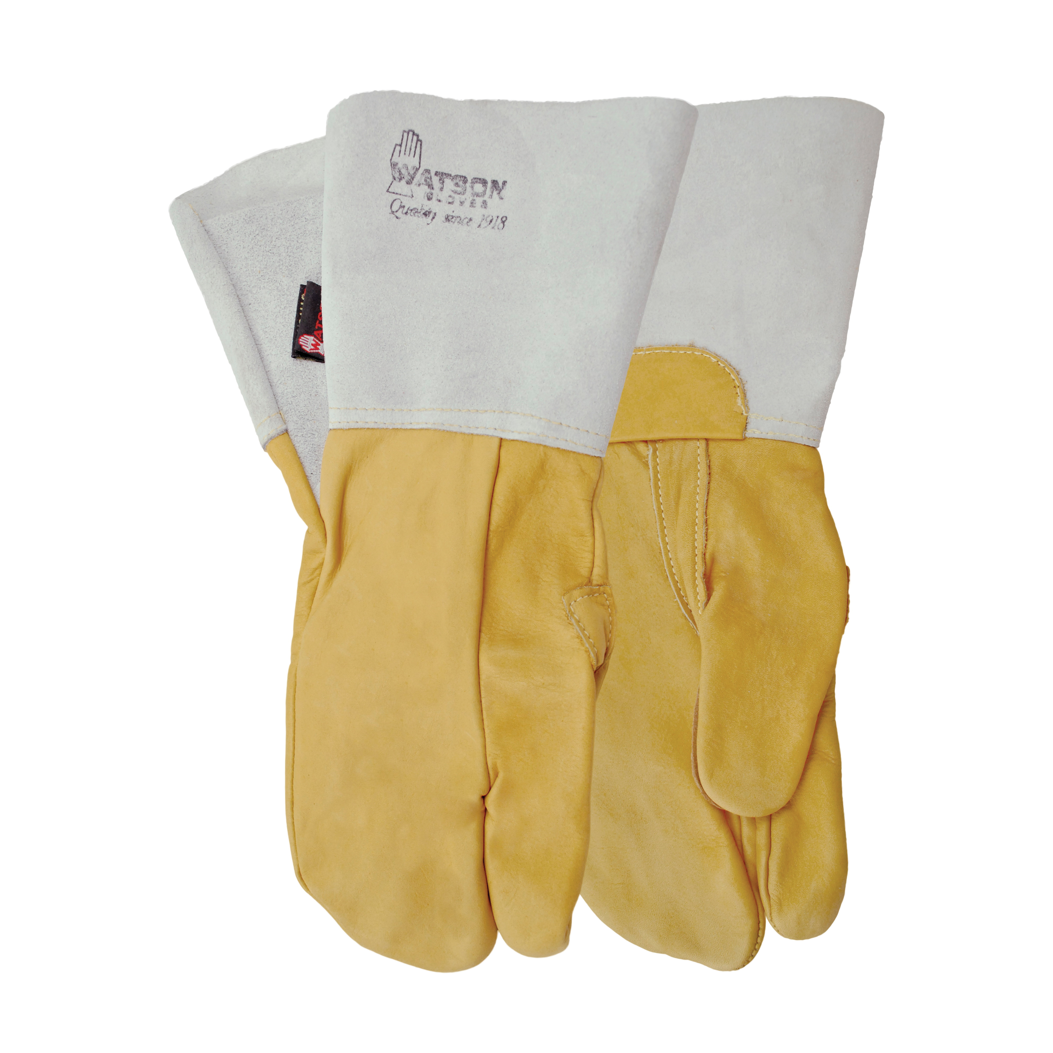 Watson 6351-13 Black Out General Purpose Gloves, Leather Palm, SZ 13, Full Grain Cowhide Leather Palm, Full Grain Cowhide Leather, Natural, Gauntlet Cuff, Unlined Lining, One Finger Mitt