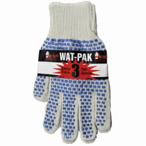 Watson Wat Pak 6929 Breathable General Purpose Gloves, Knit Work, Dotted Style, Universal, PVC Coated Palm, Cotton, Snug Fitting Knit Wrist Cuff, PVC Coated Coating