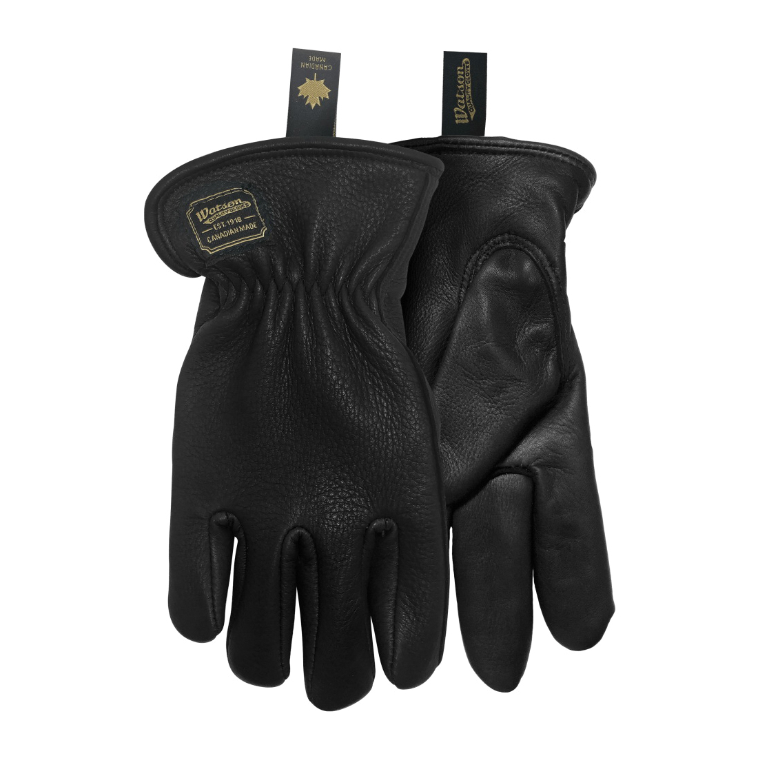 Watson 897-L Duke General Purpose Work Gloves, General Purpose, Driver's Style with Inset Thumb Style, L, Full Grain Deerskin Leather Palm, Full Grain Deerskin Leather, Black, Slip-On Cuff