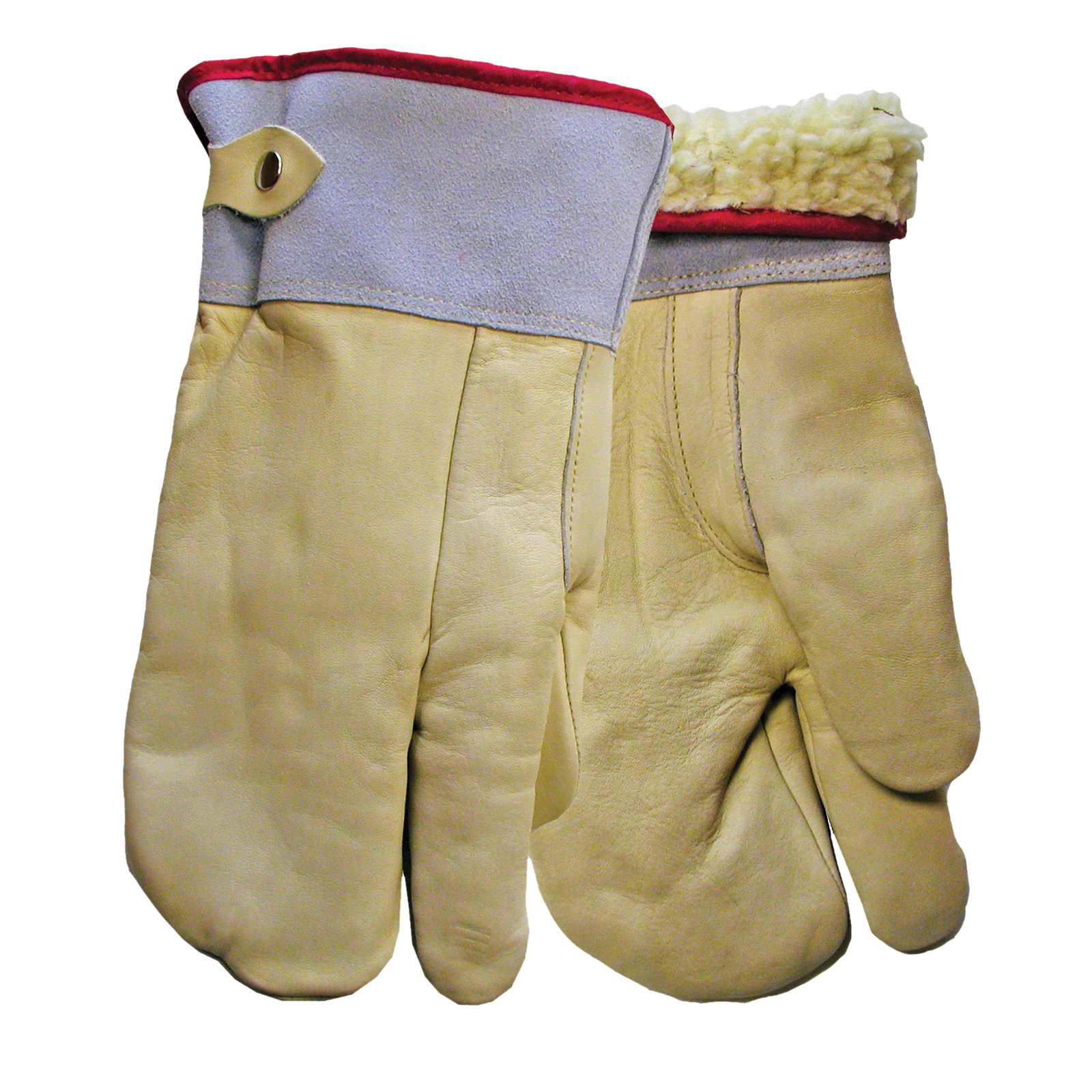 Watson 94231 White Out General Purpose Gloves, Leather Palm, Welted Seam/One Finger Mitt Style, L, Full Grain Cowhide Leather Palm, Pigskin Leather, Slip-On Cuff, Sherpa Lining