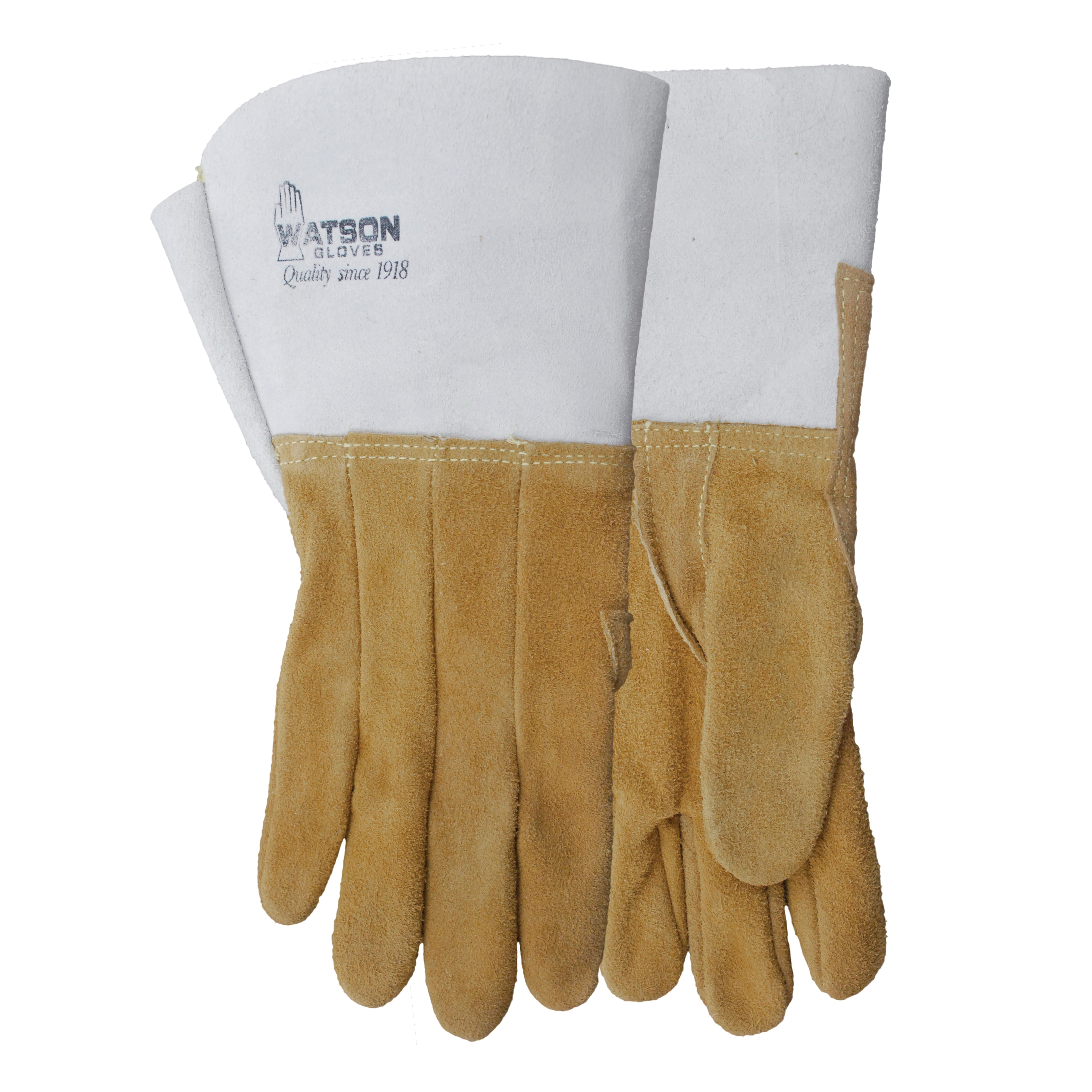 Watson 9525T-08 Buckweld Welding Gloves, SZ 8, Leather, Cotton Fleece Lining, Gauntlet Cuff