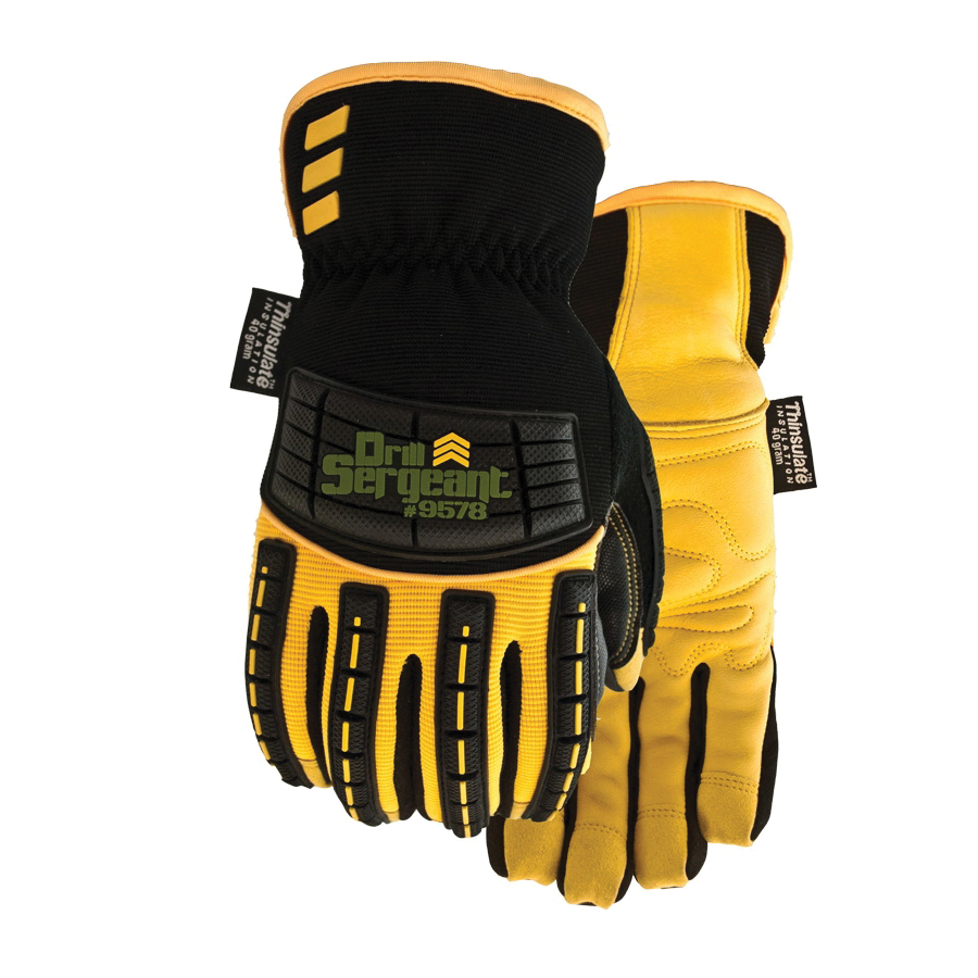 Watson 9578-L Drill Sergeant General Purpose Gloves, Leather Palm, Wing Thumb Style, L, Full Grain Deerskin Leather Palm, Full Grain Deerskin Leather, Tan, Slip-On Cuff, Resists: Abrasion, Blade Cut, Puncture and Tear, C40 Thinsulate™ Lining