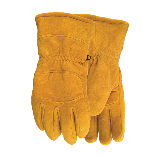 Watson 9590-XL 9590 Crazy Horse General Purpose Gloves, Straight Thumb Style, XL, Split Deerskin Leather, Tan, Extended/Shirred Elastic Cuff, Warm Sherpa Lining