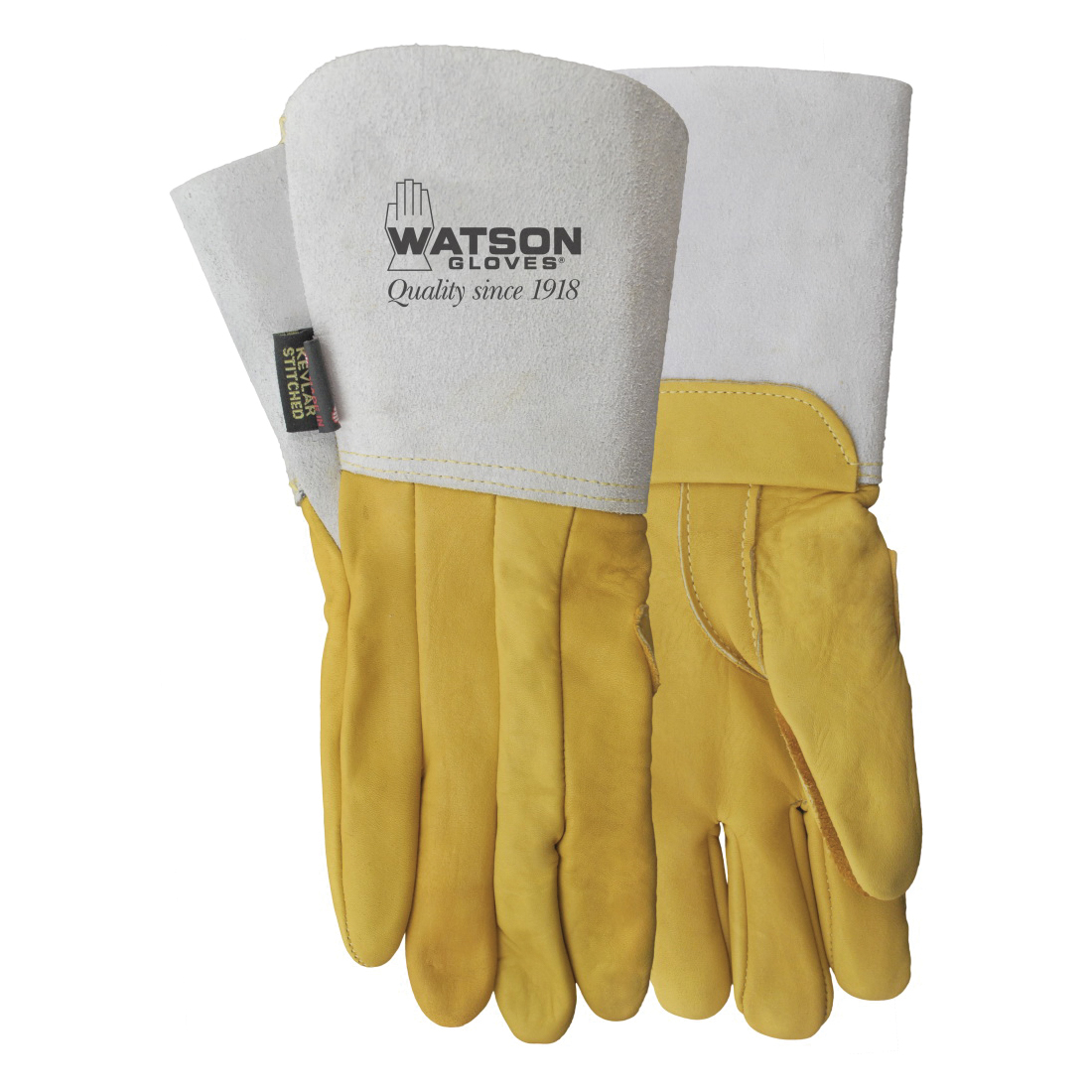 Watson 9635-08 9635 Utility General Purpose Work Gloves With Straight Thumb Style, General Purpose, Clute Cut with Straight Thumb Style, SZ 8, Cowhide Leather Palm, Cowhide Leather, Tan, Gauntlet Cuff, Cotton Fleece Lining