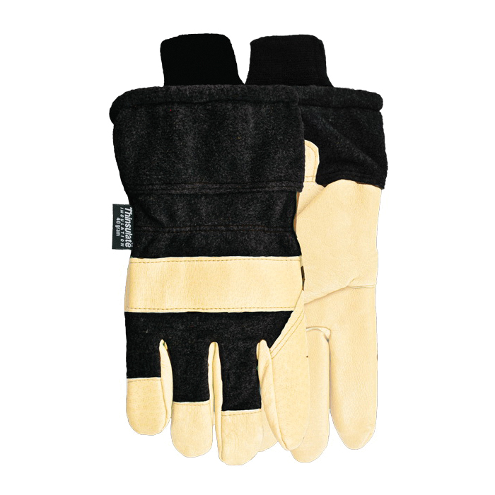 Watson 9915-L Gale Force General Purpose Gloves, Leather Palm, L, Full Grain Pigskin Leather Palm, Polar® Fleece, Storm Cuff, C100 Thinsulate™ Lining