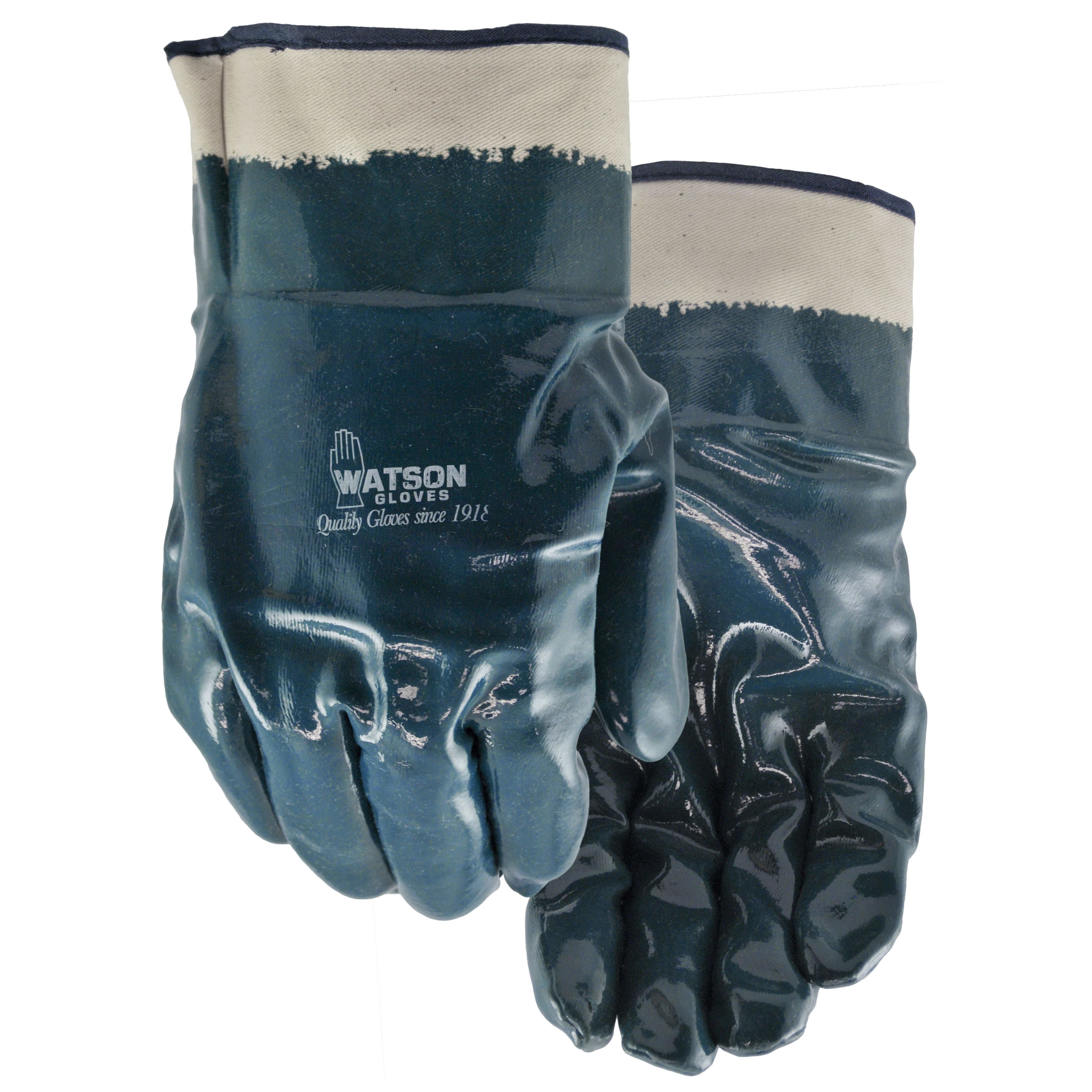 Watson 9N660-OS 9N660 Tough as Nails General Purpose Gloves, Coated/Work, Straight Thumb Style, Universal, Nitrile Palm, Cotton, Blue, Safety Cuff, Resists: Acids, Alcohol, Caustic and Oil, 3M™ C40 Thinsulate™ Lining