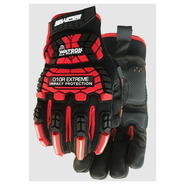 Work Armour 010R-L Extreme High Performance Impact-Resistant Gloves, L, Durafibre™ with D3O®/Rubber/Spandex with TPR, Snug Fitting Wrist Cuff