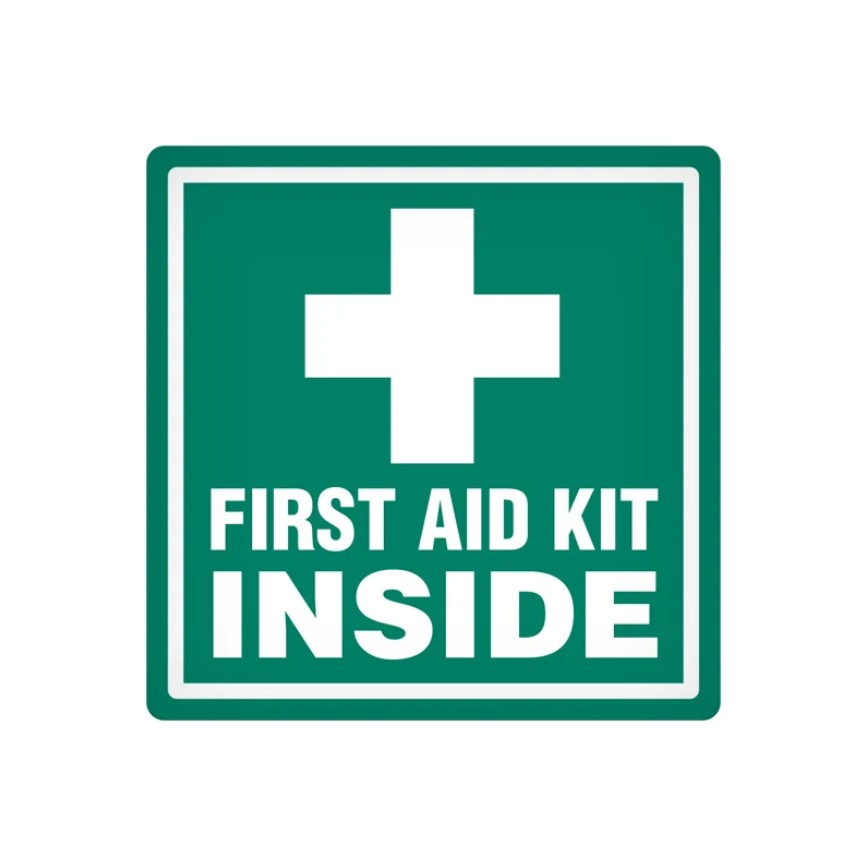 INCOM® DEC104 First Aid Signs, 4 in H 4 in W, Green, Vinyl