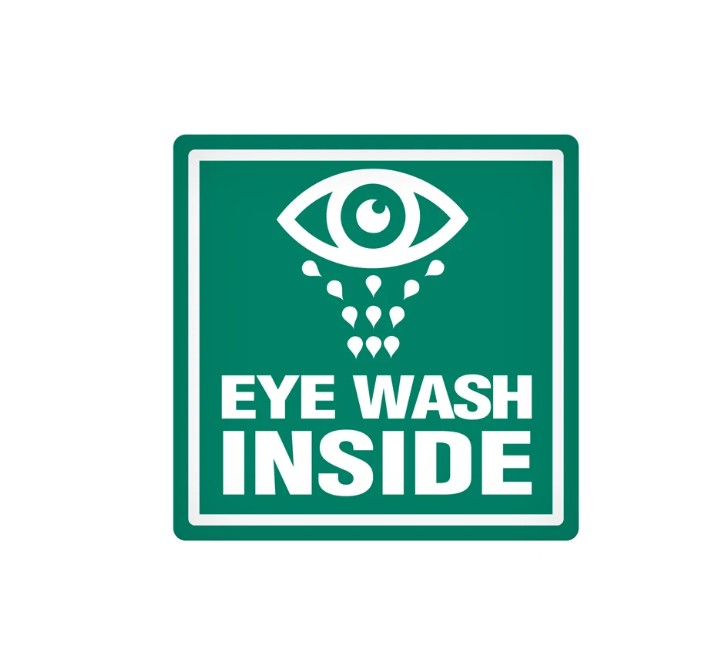 INCOM® DEC109 Green/White EYE WASH INSIDE Vehicle Safety & Emergency Equipment Adhesive Indoor/Outdoor Decals (4 in x 4 in)