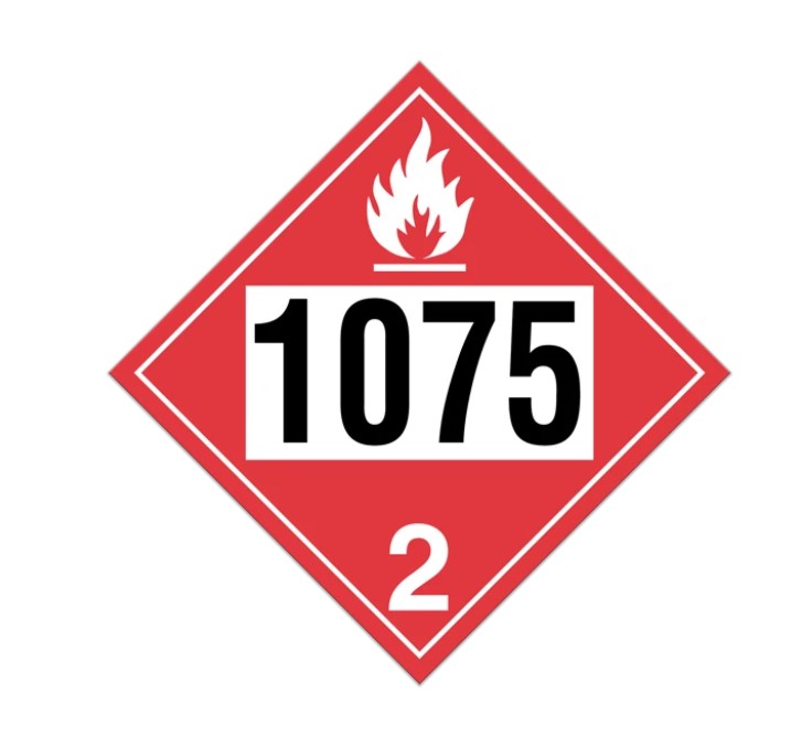 INCOM® DuraPly® Rigid HD Plastic Class 2.1 FLAMMABLE GASES DOT Hazmat and TDG International Dangerous Goods UN 1075 Pre-numbered 4-digit Placards