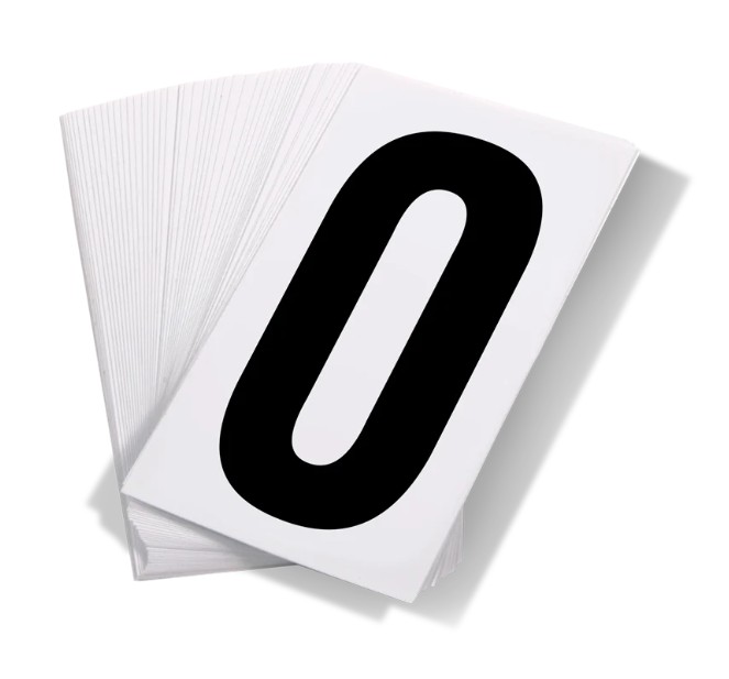 INCOM® Black Print Numbers on White Adhesive VynMark™ for UN Placard Numbering "0"
