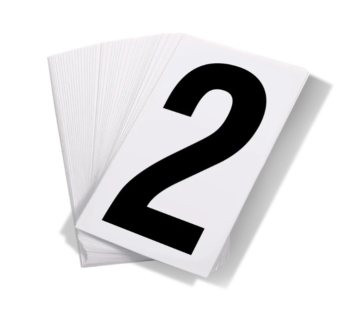 INCOM® Black Print Numbers on White Adhesive VynMark™ for UN Placard Numbering "2"