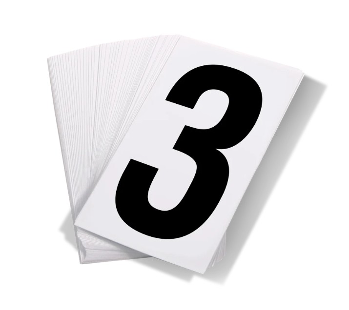 INCOM® Black Print Numbers on White Adhesive VynMark™ for UN Placard Numbering "3"