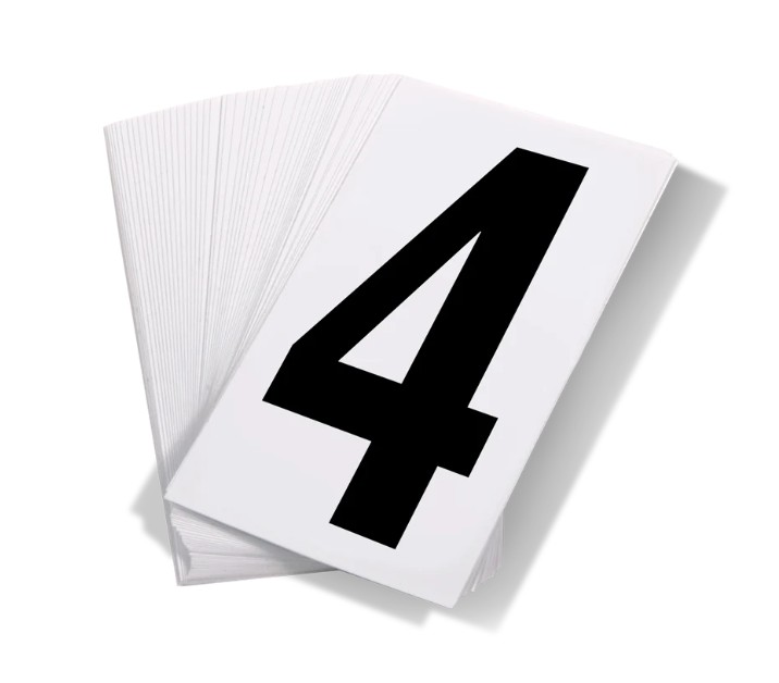 INCOM® Black Print Numbers on White Adhesive VynMark™ for UN Placard Numbering "4"