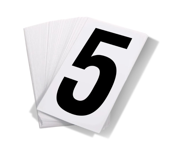 INCOM® Black Print Numbers on White Adhesive VynMark™ for UN Placard Numbering "5"
