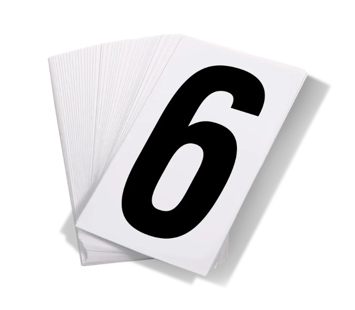 INCOM® Black Print Numbers on White Adhesive VynMark™ for UN Placard Numbering "6"