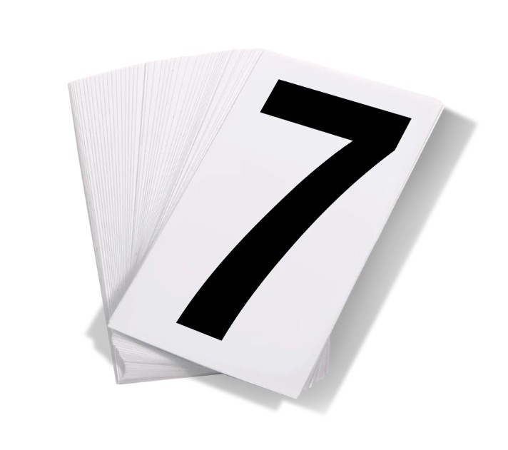 INCOM® Black Print Numbers on White Adhesive VynMark™ for UN Placard Numbering "7"