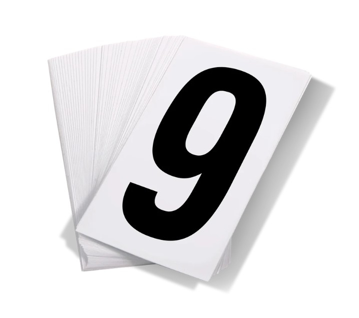 INCOM® Black Print Numbers on White Adhesive VynMark™ for UN Placard Numbering "9"