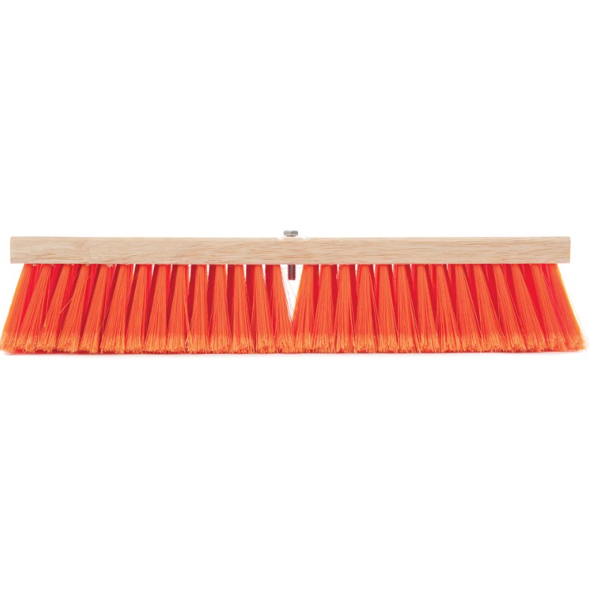 Atlas Graham® Safety Orange Push Broom Head, Medium Synthetic Bristles, 24 in Width