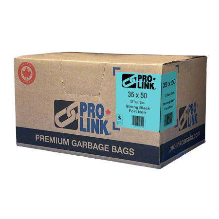 Pro-Link® EcoPro Black Strong Garbage Bags, 35 in x 50 in, 125/Box