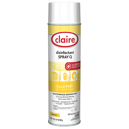 Claire® Hospital Grade Disinfectant Spray Q, Lemon Scent, 17 oz Net Wt Aerosol Can