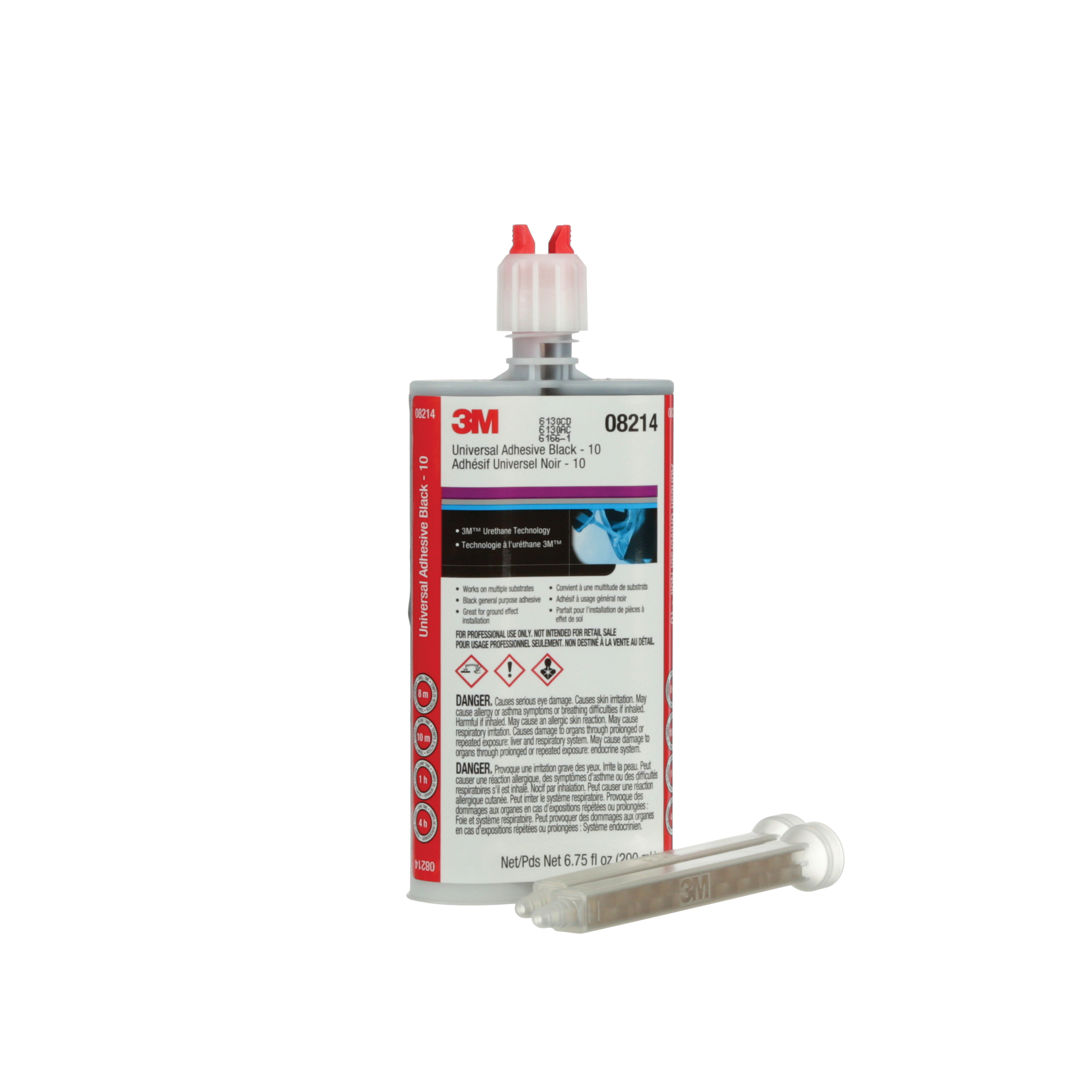 3M™ 051135-08214 2-Part Universal Adhesive, 200 mL Dual Syringe Cartridge, Part A: Black/Part B: Pale to Dark Amber or Green, 10 min Curing