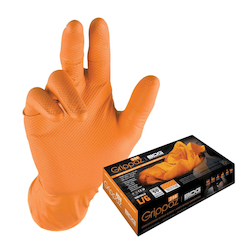 BDG® Grippaz™ 99-1-6100B Heavy Duty Latex-Free Disposable Gloves, Nitrile, Orange, 24 cm L, Powder-Free, 6 mil THK, Ambidextrous Hand