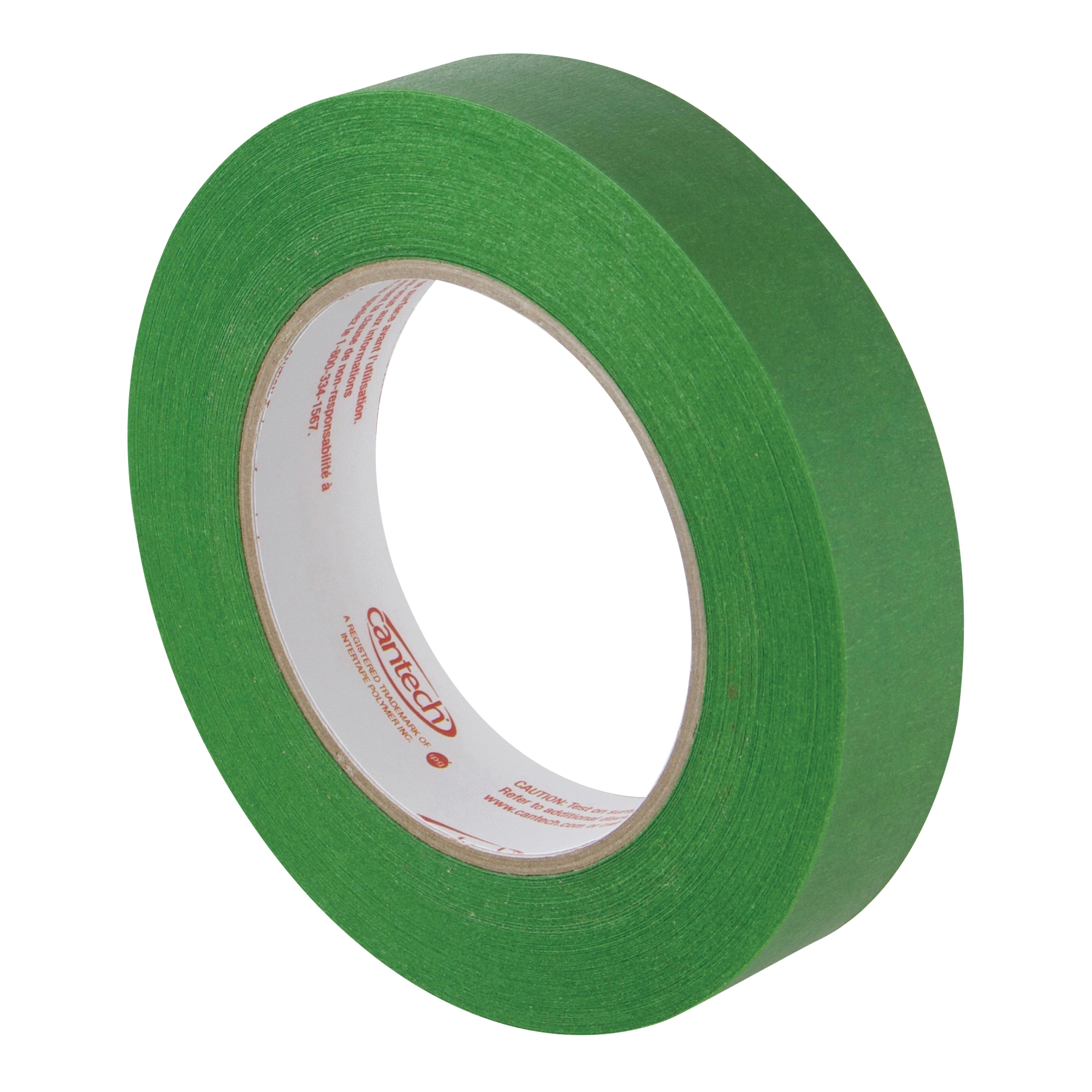 Cantech® 109072455 Premium Grade Safe Tack UV-Resistant Masking Tape, 55 m L x 24 mm W, 5.5 mil THK, Synthetic Rubber Adhesive, Fine Crepe Paper Backing