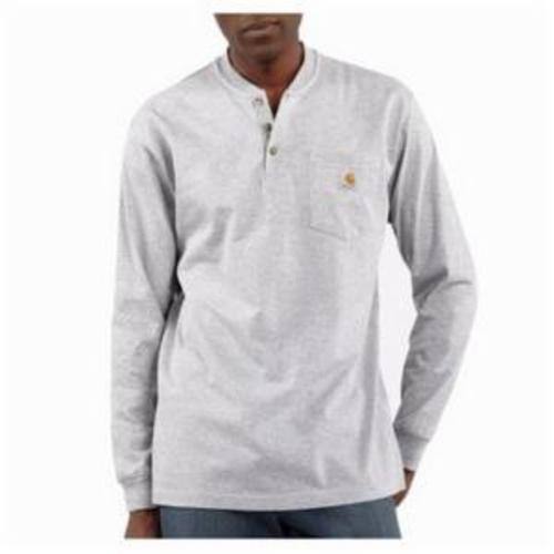 Carhartt® K128-HGY-REG-S Long Sleeve Midweight Original Fit Solid Workwear Henley T-Shirt, Men's, S/Regular, Heather Gray, 90% Cotton/10% Polyester