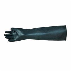 Chemstop™ L6043-10 Extra Heavyweight Chemical-Resistant Gloves, SZ 10, Natural Rubber, Black, Unlined Lining, 24 in L, Resists: Abrasion, Acid, Caustic, Cut, Puncture and Solvent, Rolled Cuff, 43 mil THK