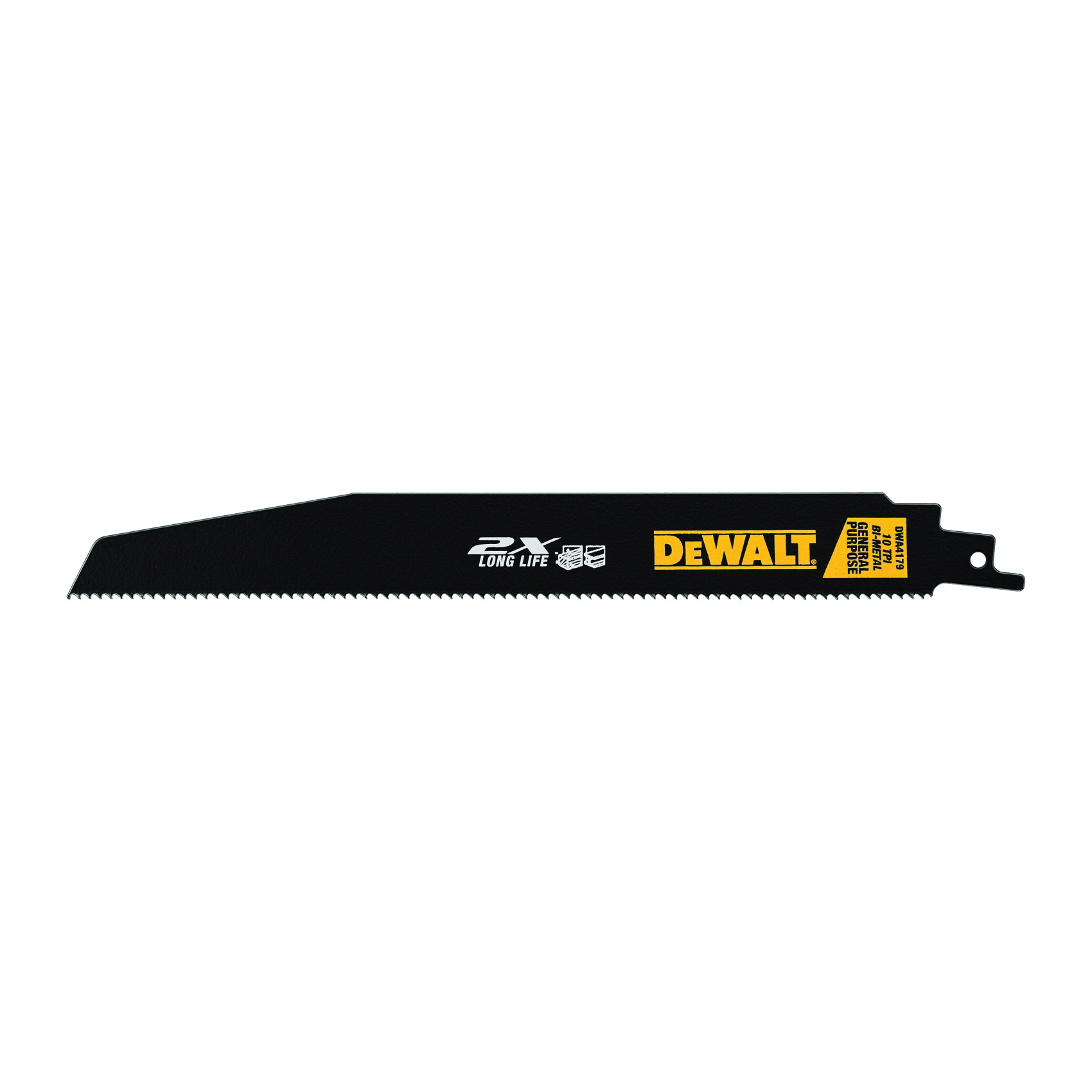 DeWALT® DWA4179B Reciprocating Saw Blade, 9 in L x 1 in W, 10, HSS Body, Straight Tang