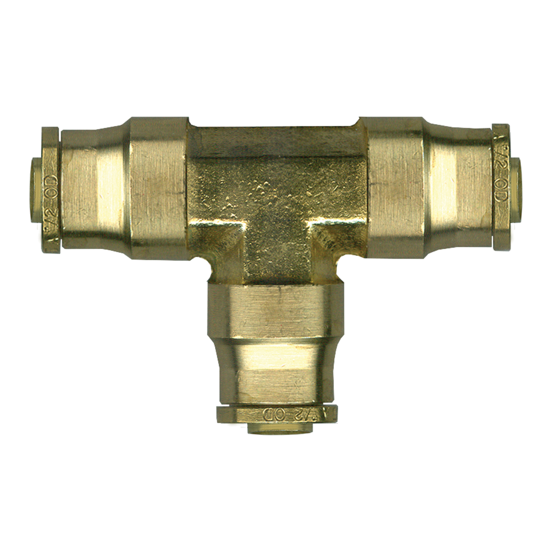 Fairview PC1464-8 Composite Push-To-Connect DOT Air Brake Union Tee, 1/2 in Nominal, Tube End Style, Brass, Import